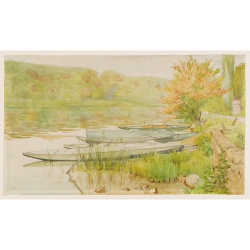 River Landscape with Small Boats